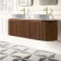 Positano Natural Walnut Curved Wall Hung Vanity Drawer with Matt White Stone Top 1500mm - Basin Not Included