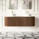 Positano Natural Walnut Curved Wall Hung Vanity Drawer with Carrara Marble Top 1500mm - Basin Not Included
