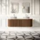Positano Natural Walnut Curved Wall Hung Vanity Drawer with Carrara Marble Top 1500mm - Basin Not Included