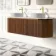 Positano Natural Walnut Curved Wall Hung Vanity Drawer with Carrara Marble Top 1500mm - Basin Not Included