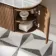 Positano Natural Walnut Curved Wall Hung Vanity Drawer with Carrara Marble Top 1500mm - Basin Not Included