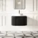 Positano Black Oak Curved Wall Hung Vanity Drawer with Matt White Stone Top 800mm - Basin Not Included