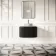 Positano Black Oak Curved Wall Hung Vanity Drawer with Matt White Stone Top 800mm - Basin Not Included