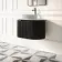Positano Black Oak Curved Wall Hung Vanity Drawer with Matt White Stone Top 800mm - Basin Not Included