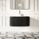 Positano Black Oak Curved Wall Hung Vanity Drawer with Matt White Stone Top 1000mm - Basin Not Included