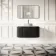 Positano Black Oak Curved Wall Hung Vanity Drawer with Matt White Stone Top 1000mm - Basin Not Included