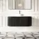 Positano Black Oak Curved Wall Hung Vanity Drawer with Matt White Stone Top 1200mm - Basin Not Included