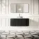 Positano Black Oak Curved Wall Hung Vanity Drawer with Matt White Stone Top 1200mm - Basin Not Included