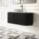 Positano Black Oak Curved Wall Hung Vanity Drawer with Matt White Stone Top 1200mm - Basin Not Included