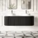 Positano Black Oak Curved Wall Hung Vanity Drawer with Matt White Stone Top 1500mm - Basin Not Included