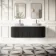 Positano Black Oak Curved Wall Hung Vanity Drawer with Matt White Stone Top 1500mm - Basin Not Included