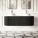 Positano Black Oak Curved Wall Hung Vanity Drawer with Carrara Marble Top 1500mm - Basin Not Included