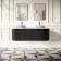 Positano Black Oak Curved Wall Hung Vanity Drawer with Carrara Marble Top 1500mm - Basin Not Included