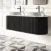 Positano Black Oak Curved Wall Hung Vanity Drawer with Carrara Marble Top 1500mm - Basin Not Included