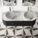 Positano Black Oak Curved Wall Hung Vanity Drawer with Carrara Marble Top 1500mm - Basin Not Included