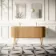 Positano Natural Oak Curved Vanity Unit & Matt White Double Stone Basin 1500mm