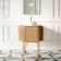 Positano Natural Oak Curved Vanity Unit with Matt White Stone Top 800mm - Basin Not Included