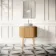 Positano Natural Oak Curved Vanity Unit with Matt White Stone Top 800mm - Basin Not Included