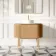 Positano Natural Oak Curved Vanity Unit with Matt White Stone Top 1000mm - Basin Not Included
