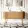 Positano Natural Oak Curved Vanity Unit with Matt White Stone Top 1500mm - Basin Not Included