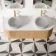 Positano Natural Oak Curved Vanity Unit with Matt White Stone Top 1500mm - Basin Not Included