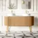 Positano Natural Oak Curved Vanity Unit with Carrara Marble Top 1500mm - Basin Not Included