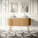 Positano Natural Oak Curved Vanity Unit with Carrara Marble Top 1500mm - Basin Not Included