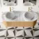 Positano Natural Oak Curved Vanity Unit with Carrara Marble Top 1500mm - Basin Not Included