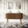 Positano Natural Walnut Curved Vanity Unit with Matt White Stone Top 1500mm - Basin Not Included