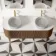Positano Natural Walnut Curved Vanity Unit with Matt White Stone Top 1500mm - Basin Not Included