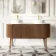 Positano Natural Walnut Curved Vanity Unit with Carrara Marble Top 1500mm - Basin Not Included