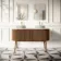 Positano Natural Walnut Curved Vanity Unit with Carrara Marble Top 1500mm - Basin Not Included