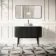 Positano Black Oak Curved Vanity Unit with Matt White Stone Top 1200mm - Basin Not Included