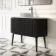 Positano Black Oak Curved Vanity Unit with Matt White Stone Top 1200mm - Basin Not Included