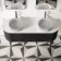 Positano Black Oak Curved Vanity Unit with Matt White Stone Top 1500mm - Basin Not Included