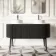 Positano Black Oak Curved Vanity Unit with Carrara Marble Top 1500mm - Basin Not Included