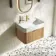 Cayman Natural Oak Wall Hung Slimline Basin Drawer Vanity 600mm - Brushed Brass Accents