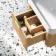 Cayman Natural Oak Wall Hung Slimline Basin Drawer Vanity 600mm - Brushed Brass Accents