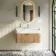 Cayman Natural Oak Wall Hung Slimline Basin Drawer Vanity 800mm - Brushed Brass Accents