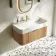 Cayman Natural Oak Wall Hung Slimline Basin Drawer Vanity 800mm - Brushed Brass Accents