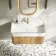 Cayman Natural Oak Wall Hung Slimline Basin Drawer Vanity 800mm - Brushed Brass Accents