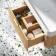 Cayman Natural Oak Wall Hung Slimline Basin Drawer Vanity 800mm - Brushed Brass Accents