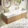 Cayman Natural Oak Wall Hung Slimline Basin Drawer Vanity 1200mm - Brushed Brass Accents