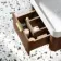 Cayman Natural Walnut Wall Hung Slimline Basin Drawer Vanity 600mm - Brushed Brass Accents