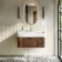 Cayman Natural Walnut Wall Hung Slimline Basin Drawer Vanity 800mm - Brushed Brass Accents