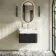 Cayman Black Oak Wall Hung Slimline Basin Drawer Vanity 600mm - Brushed Brass Accents