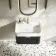Cayman Black Oak Wall Hung Slimline Basin Drawer Vanity 600mm - Brushed Brass Accents