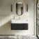 Cayman Black Oak Wall Hung Slimline Basin Drawer Vanity 800mm - Brushed Brass Accents