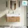 Cayman Natural Oak Wall Hung Slimline Basin Drawer Vanity 800mm - Black Accents