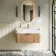 Cayman Natural Oak Wall Hung Slimline Basin Drawer Vanity 800mm - Black Accents